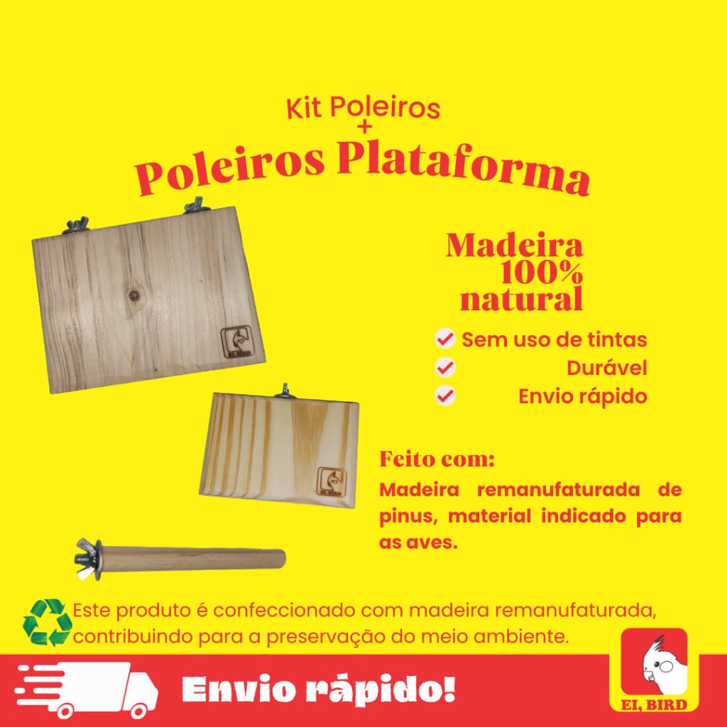 Kit Poleiros Plataforma de Descanso + Poleiro