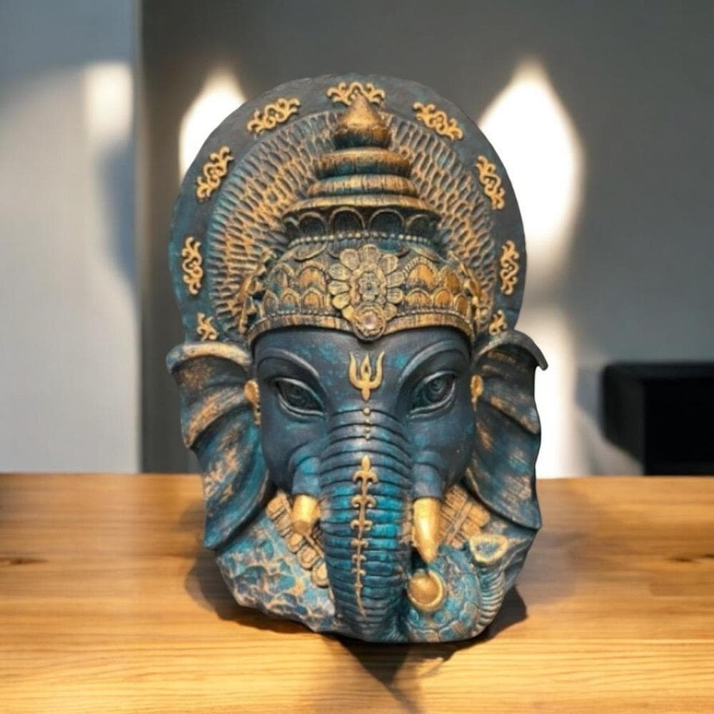 Escultura Busto Deusa Ganesha Fortuna - Decoração Sala - Quarto - Casa Nova - Peça Rustica