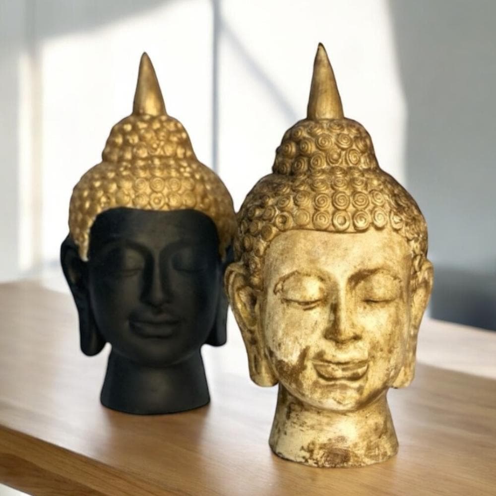 Escultura Decorativa Cabeça Buda Prosperidade - Decoração sala - Quarto - Casa Nova