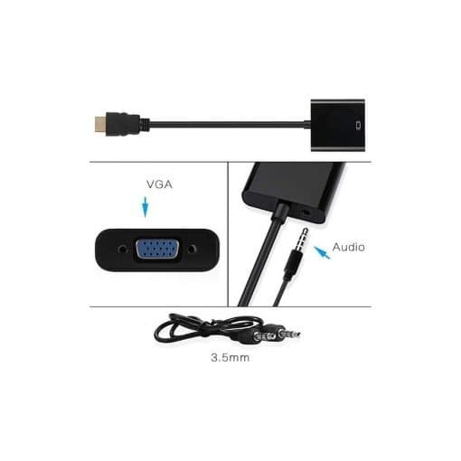 Conversor HDMI M Para VGA F entrada P2 Adaptadores Video Conversor de Audio - VGA Femea ACG