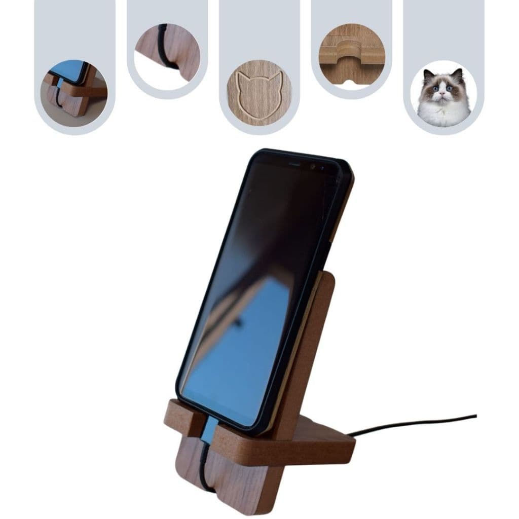 Suporte Celular Gato Cachorro MDF Modelo Pet