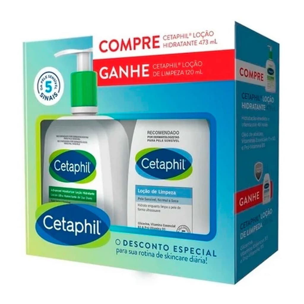 Kit Cetaphil Creme Hidratante 473g + Loção de Limpeza 120ml