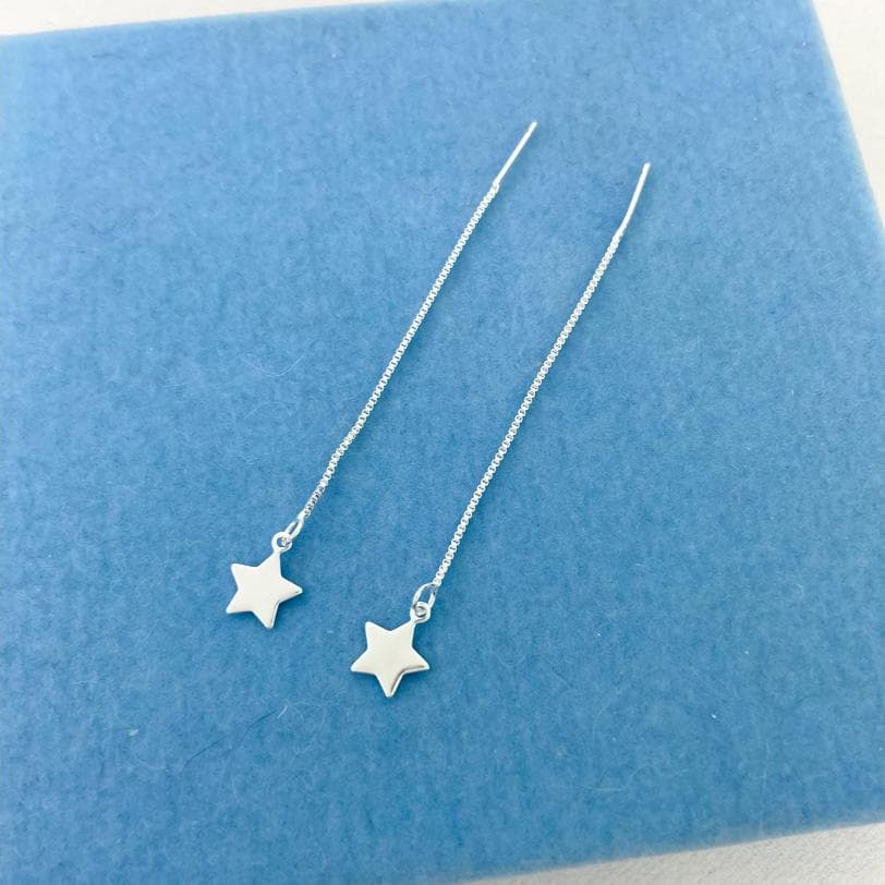 Brinco Linha Estrela - Banhado a Prata - Feminino Delicado Minimalista