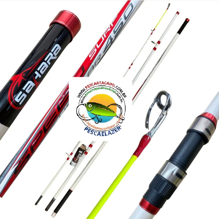 Vara Sahara Speed Surf Carbono 3,60 3,90 4,20 4,50 Mts Casting 100 250 Gramas 3 Partes Fibra Carbono