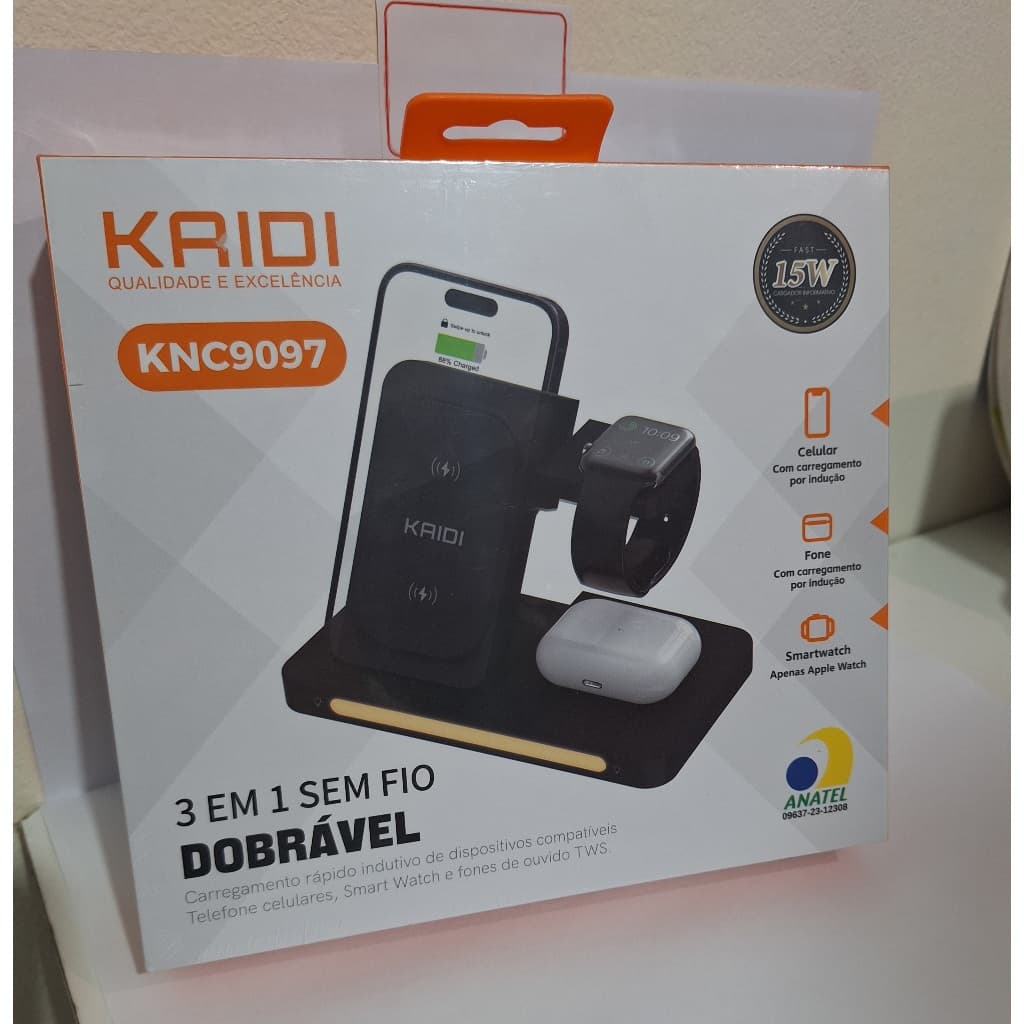 CARREGADOR POR INDUÇÃO 3 EM 1 KNC9097 KAIDI