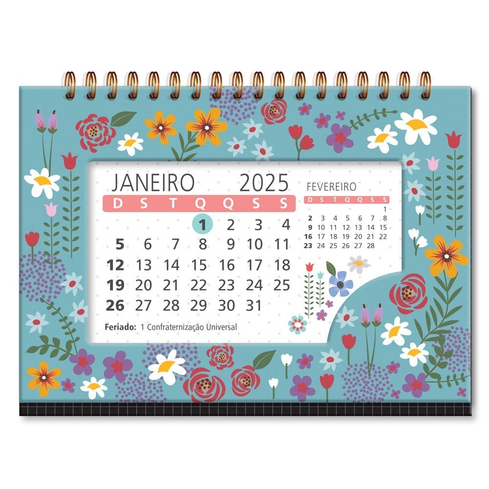 Calendário de Mesa 2026 Natureza Floral