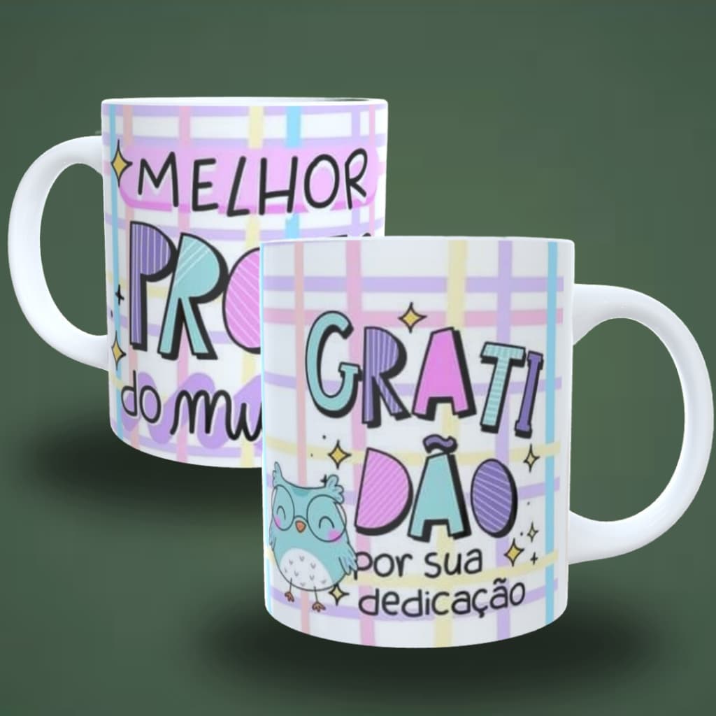 Caneca Cerâmica 325ml Personalizada Tema Profissão / Professora 2026 – Frete Grátis