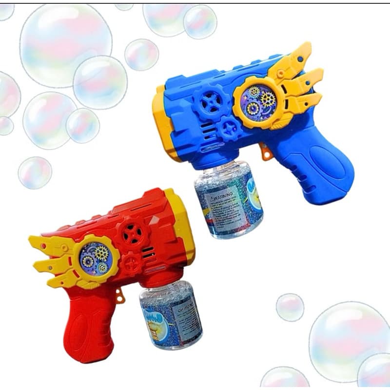 Brinquedo Pistola Lancadora de Bolhas de Sabão Led Cores