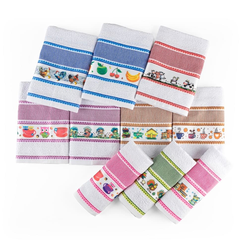 Kit 3 Pano de Prato Gourmet Algodão 49cm x 71cm BG Casa Estampas Sortidas
