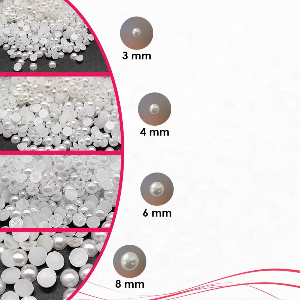 Kit Meia Pérola Branca 3mm 4mm 6mm 8mm Sem Furo Para Colagem