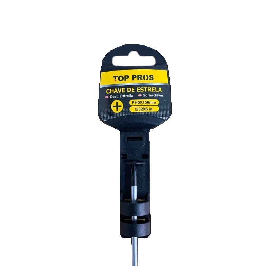 KIT 6 UNIDADES Chave Philips Profissional TOP PROS PH0X150MM Chave Estrela Com Cabo Emborrachado