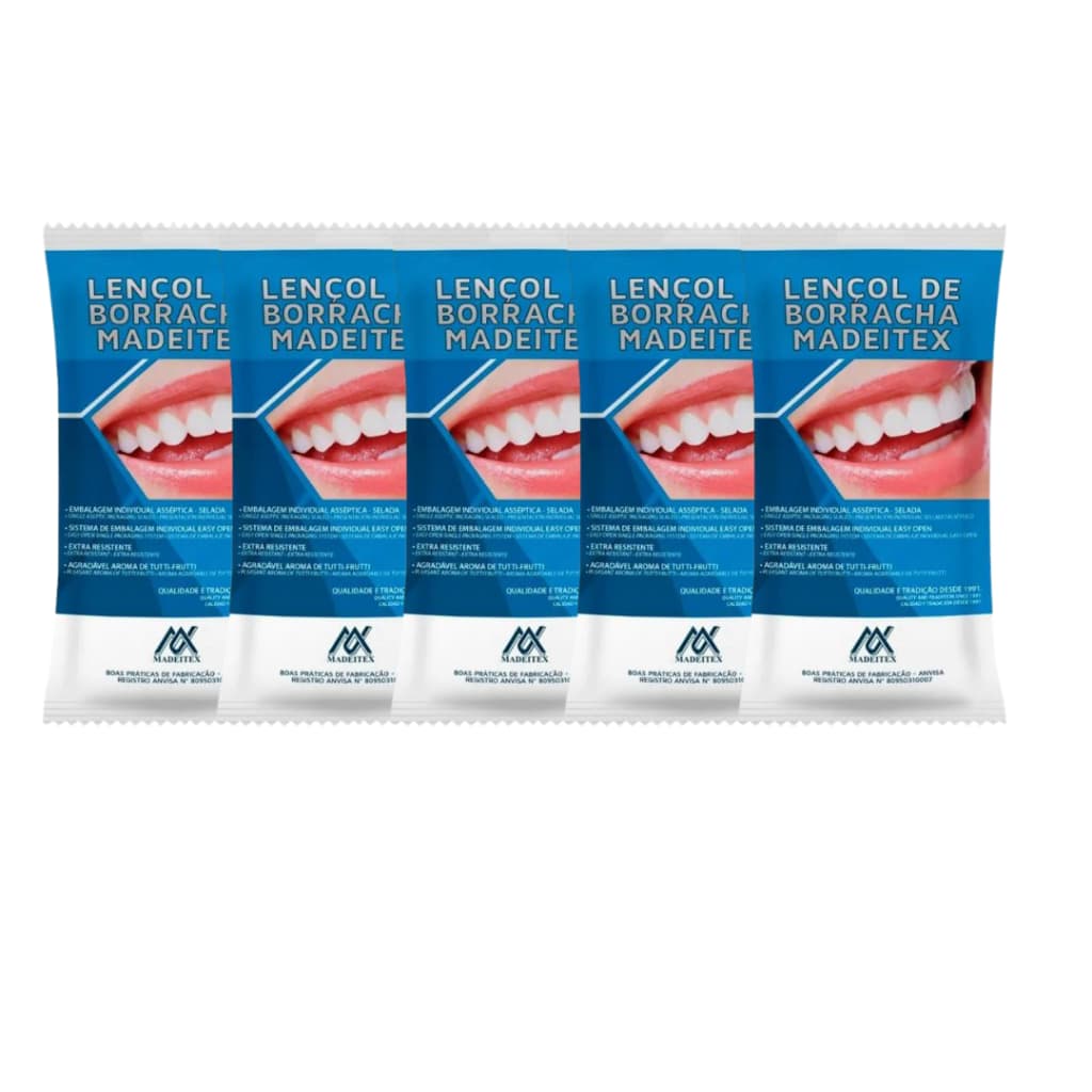 Kit 5 Lençol de Borracha Odontológico Madeitex 13,5cm x 13,5cm - Academicos Aulas