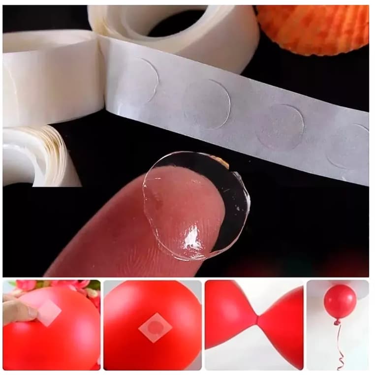 Kit 300 Pontos de Cola Balão Gotas Fixa Bexiga Adesivo Dupla Face