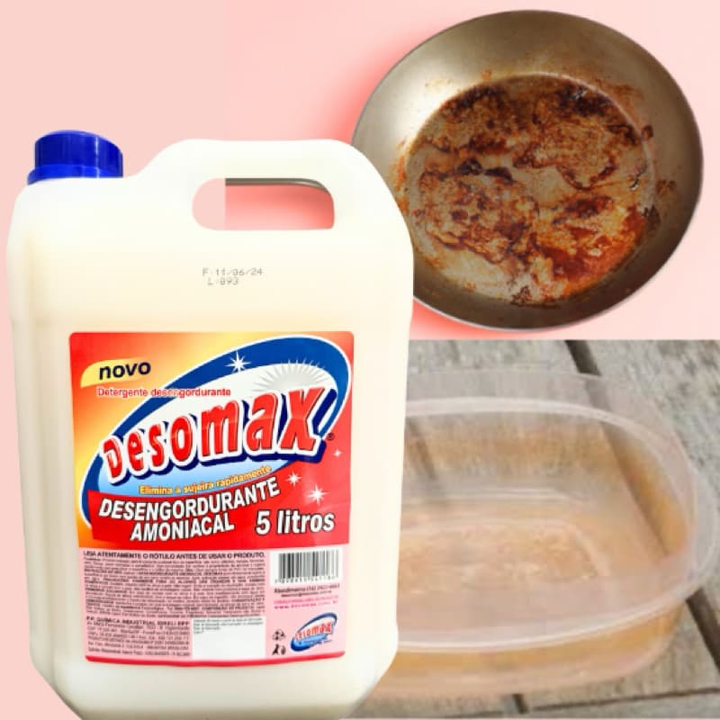 Detergente Tira Gordura Amoniacal 5 Litros Panela Azulejo Cozinha Desomax Galão
