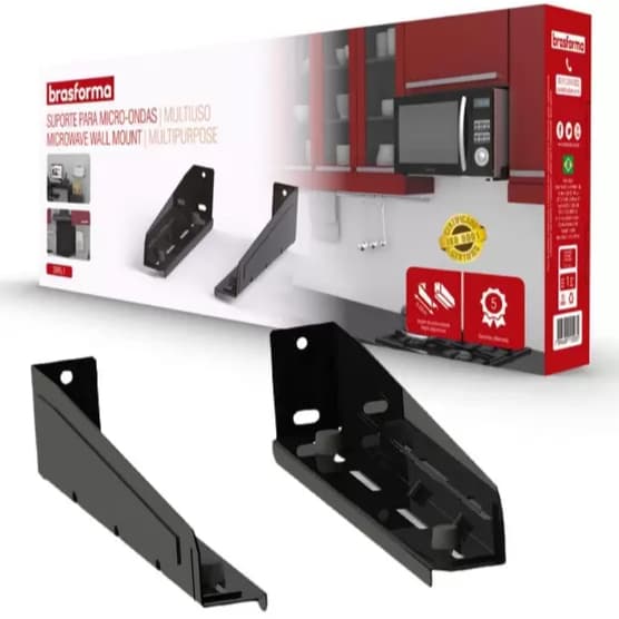 Suporte Para Microondas de parede suporte forno elétrico resistente em Aço - Preto Brasforma