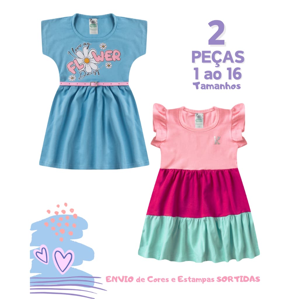 KIT 2 vestidos verão curto 1 VESTIDO COM CINTO E 1 VESTIDO 3 MARIAS