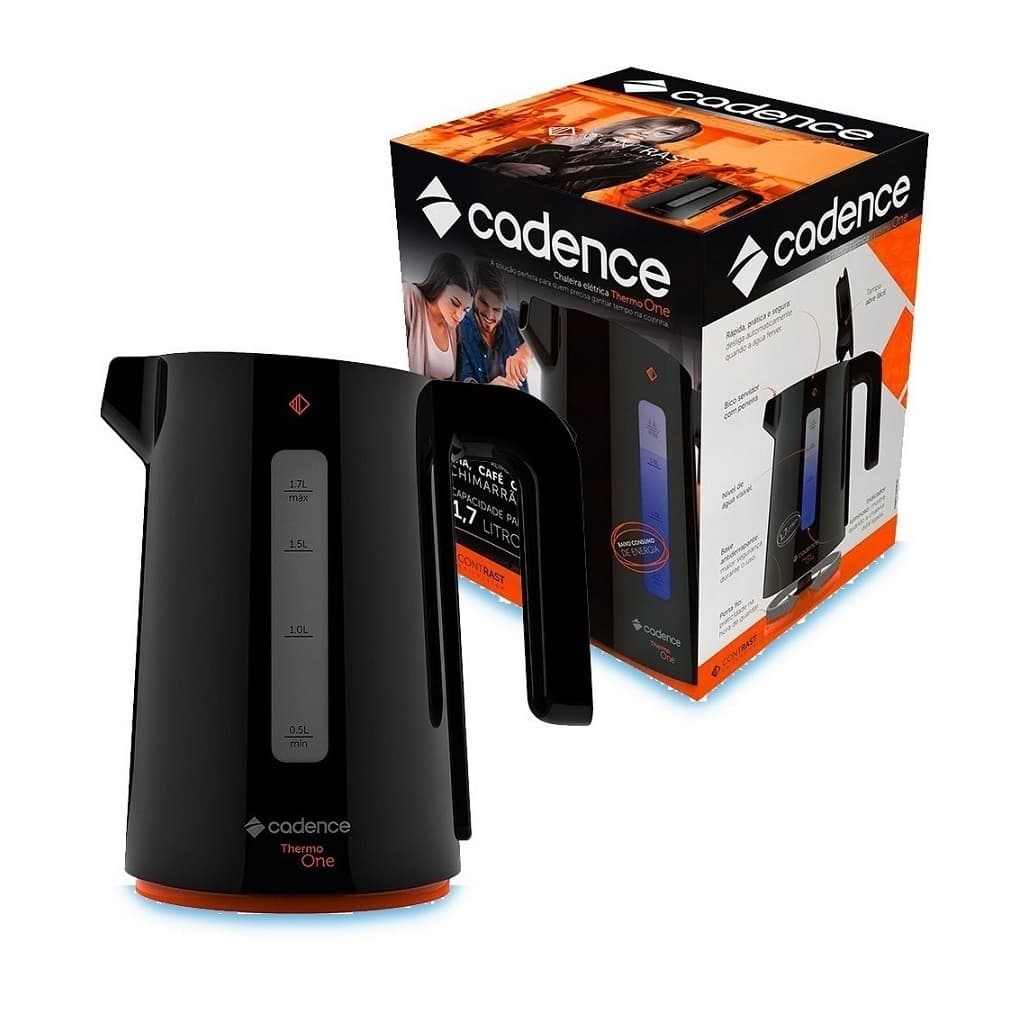 Chaleira Elétrica Cadence Colors Preta 127V ou 220V CEL388 1,7 litros