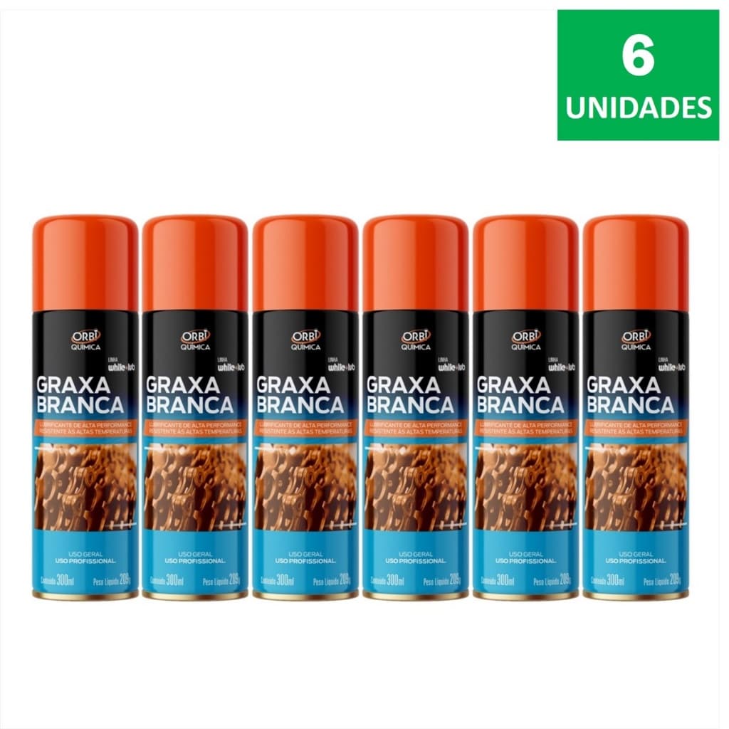 Graxa Branca Spray 300ml Orbi - Kit Com 6X
