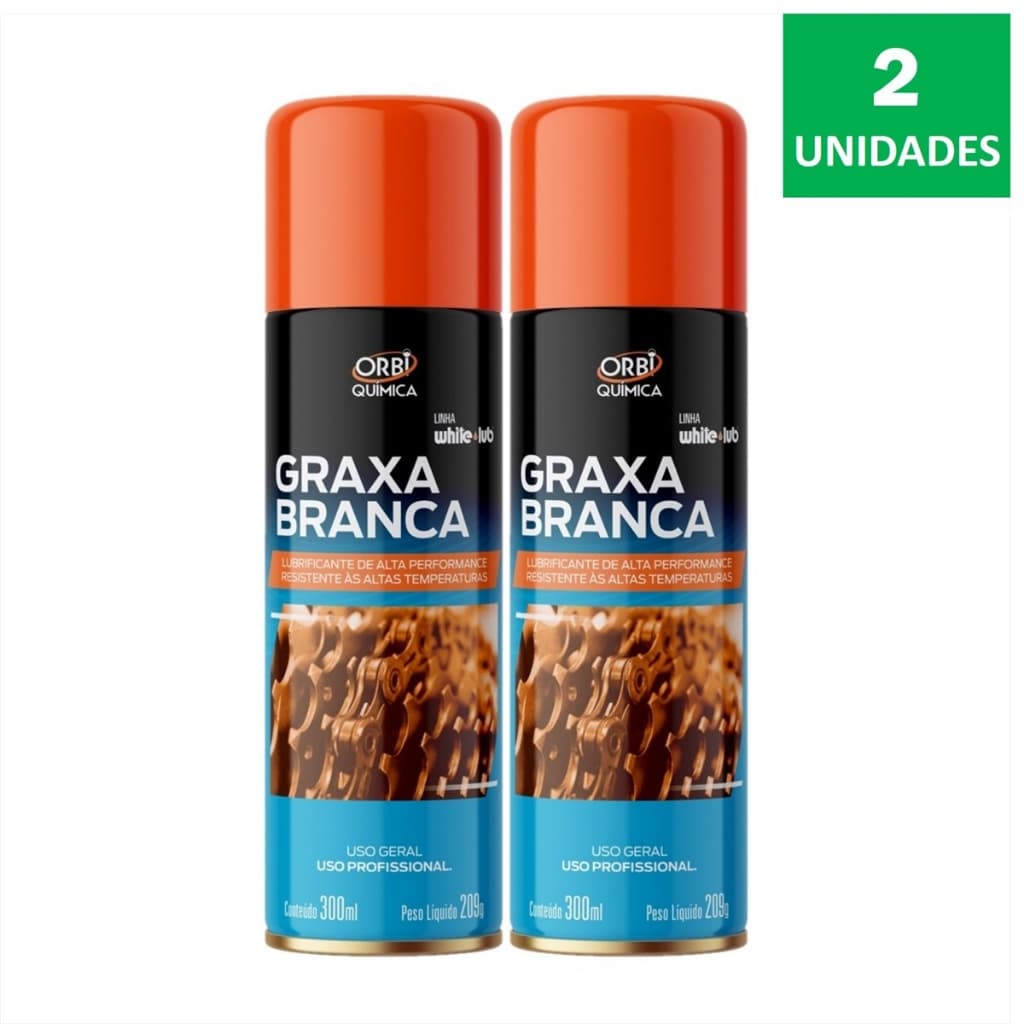 Graxa Branca Spray 300ml Orbi - Kit Com 2X