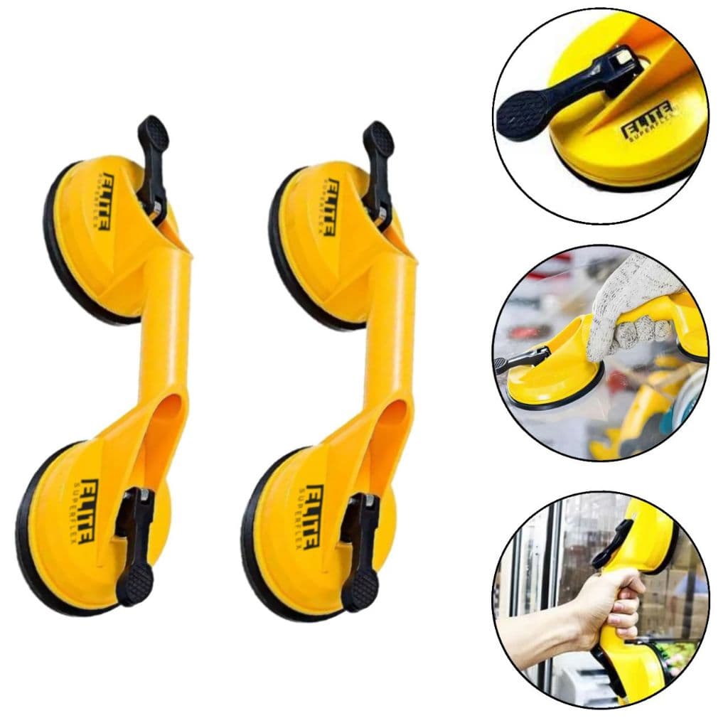 Kit com 2 Ventosa Dupla 80kg Vidros Pisos Porcelanatos Pesados Mármore Espelhos Granitos