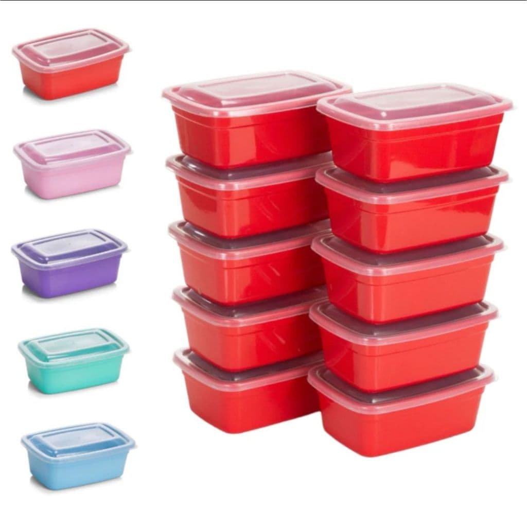 Kit 10 Potes 1 litro coloridos tampa transparente Recipientes Organizador Marmitas Fitness Alimentos