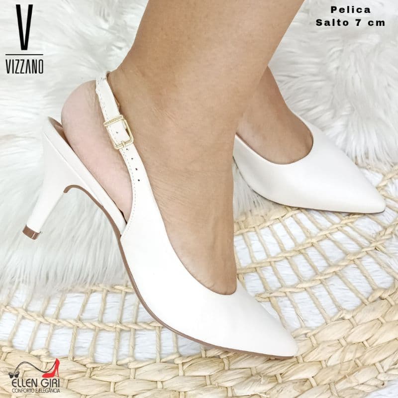 👠Scarpin Vizzano Slingback Feminino Salto Médio Clássico Moda Elegante Super Confortável ORIGINAL