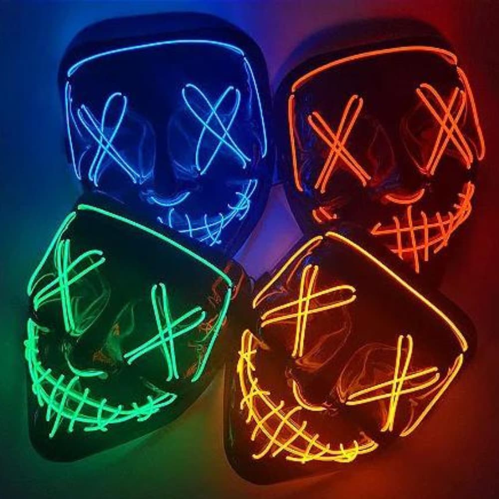 Máscara com Led Neon Halloween Festa Balada