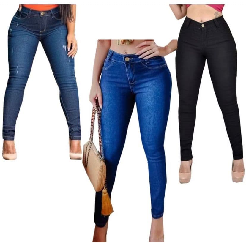 Kit 3 Calça Jeans feminina Com Lycra Skinny Variadas