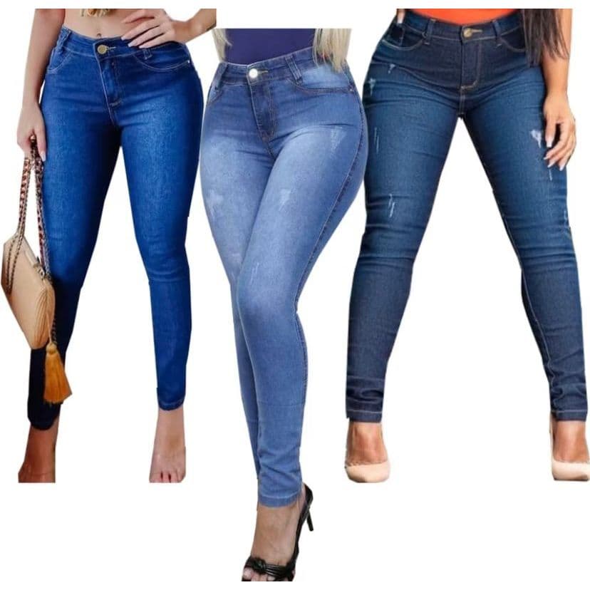 Kit com 3 Calça Jeans feminina Com Lycra Skinny Variadas envio imediato