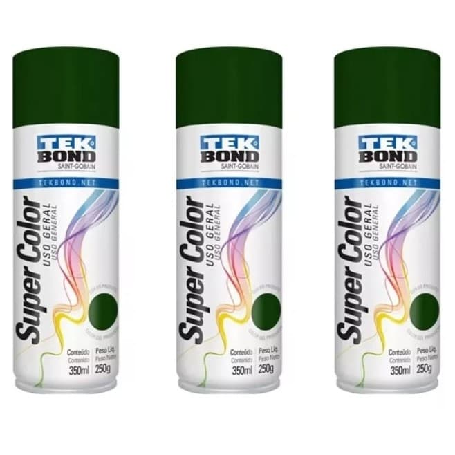 Spray Tek Bond Verde Escuro Brilhante 350ml - Kit Com 3