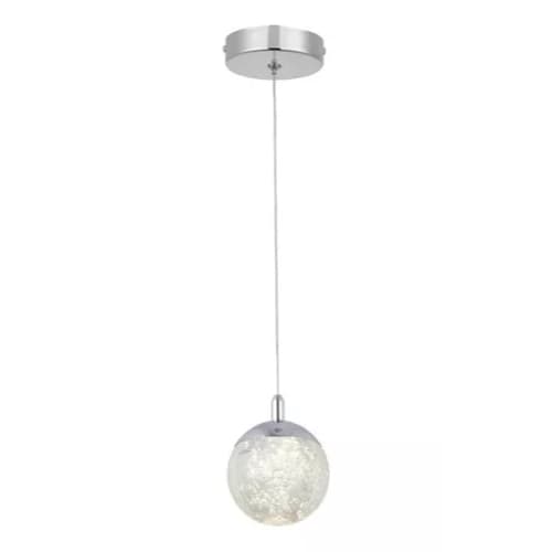 Pendente Led Globo Cristal Bolhas Cromado 3000k Decorativo DCD02152