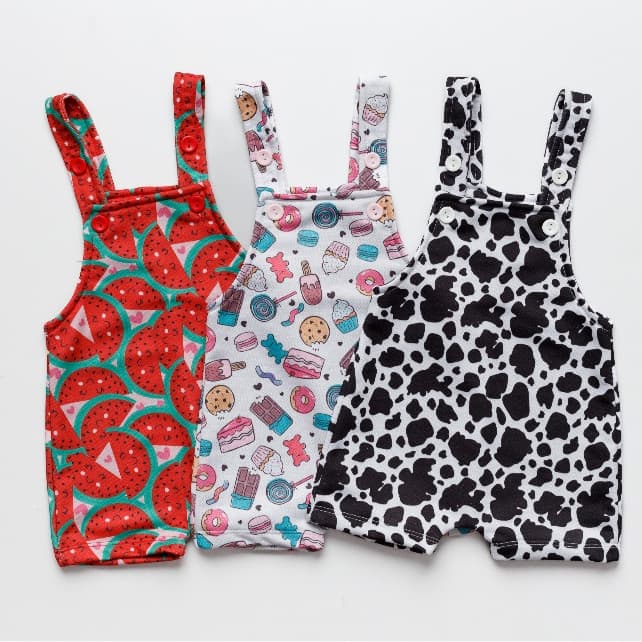 Kit 3 Jardineiras de bebê Verão Menina com Camiseta