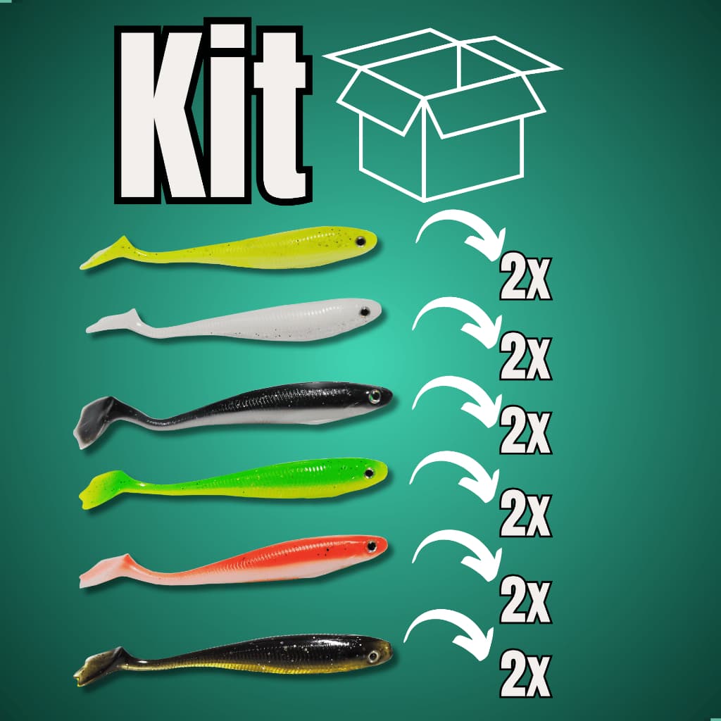 Kit 12 Isca Artificial Soft Shad de Silicone 10cm 6g Para Traira Tucunaré Robalo