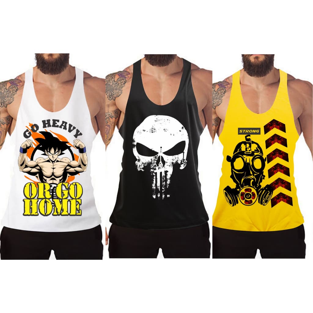 Regata Super Cavada Treino Estampada Heróis Musculação