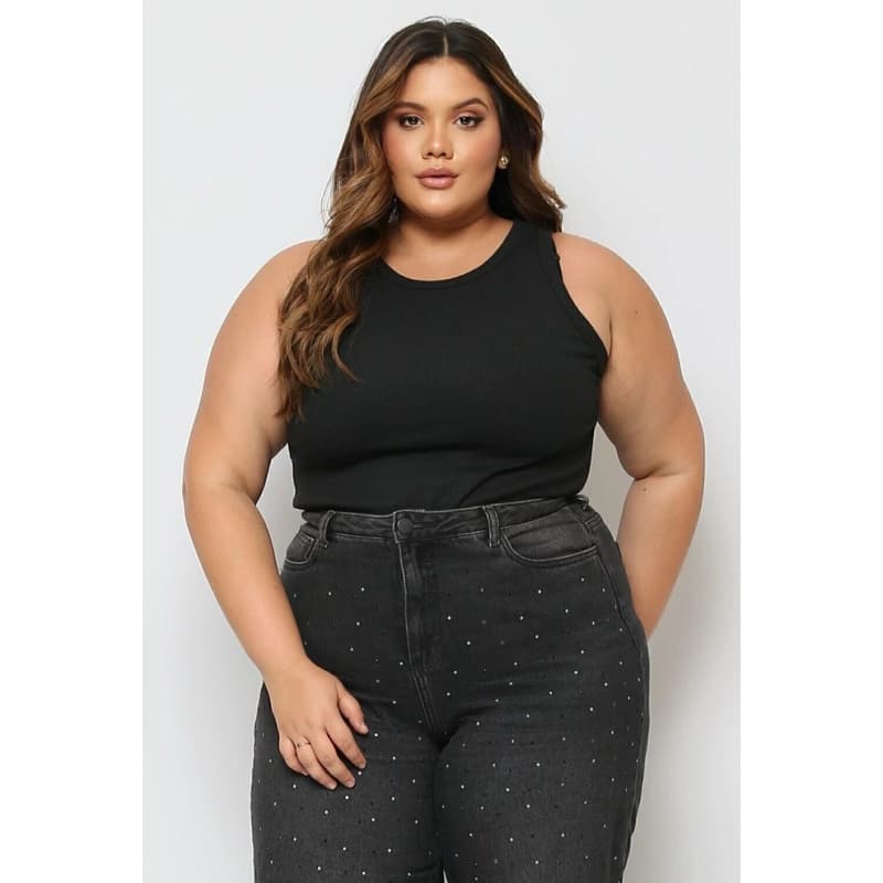 Regata Básica Ribana Canelada Plus Size Feminina G1 G2 e G3 Envio Imediato Oferta