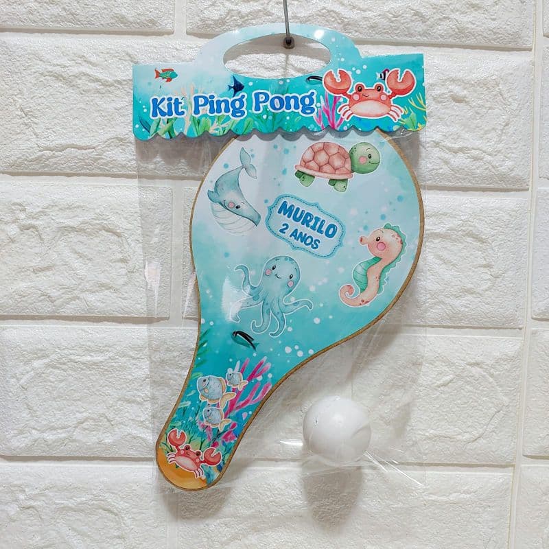 Kit Ping Pong Fundo do Mar Personalizado com Raquetes – Lembrancinha de Festa Infantil