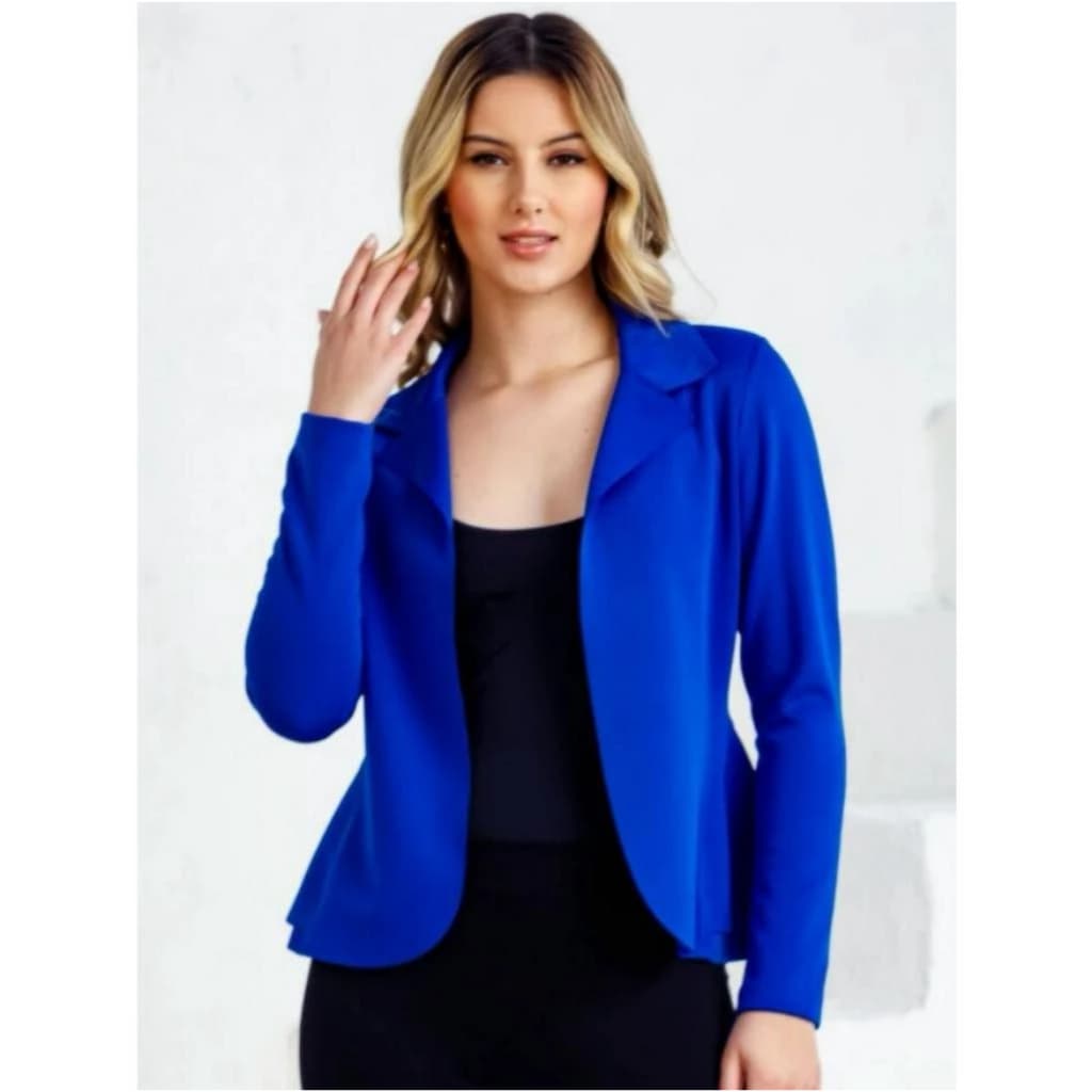 Blazer feminino curto cor azul royal