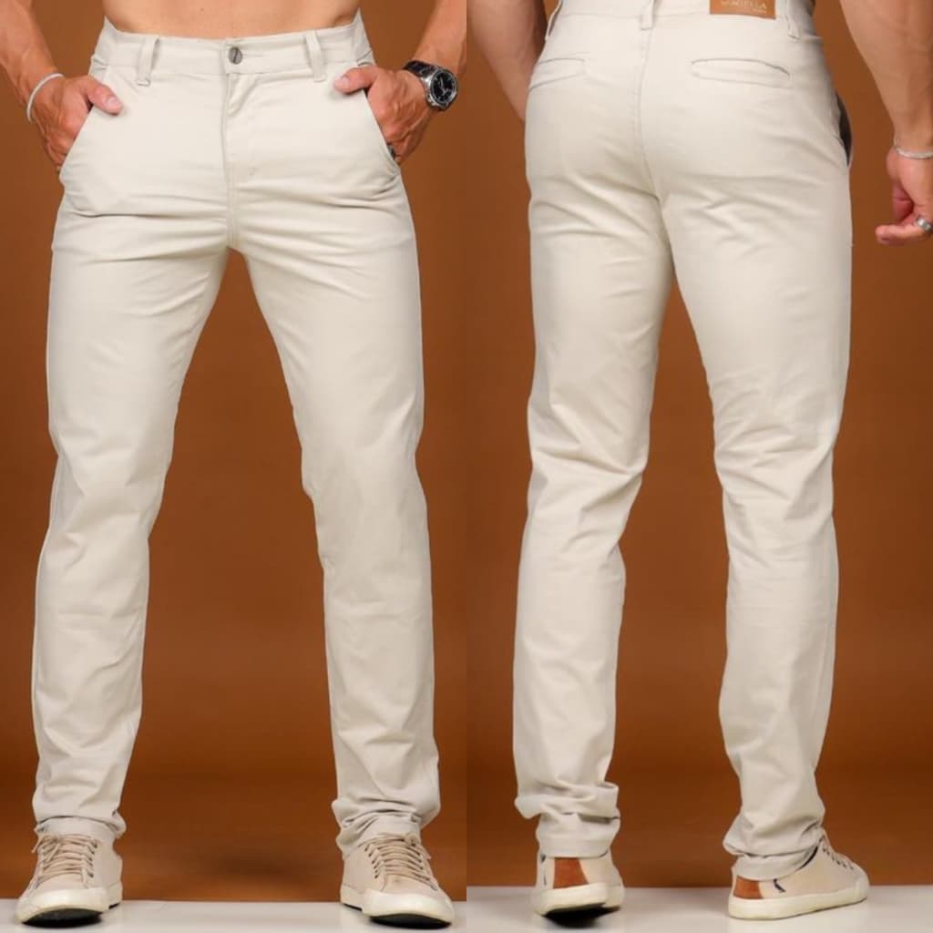 Calça Masculina Alfaiataria Sarja Sport Fino, BOLSO EMBUTIDO, Com Lycra Tecido Premium