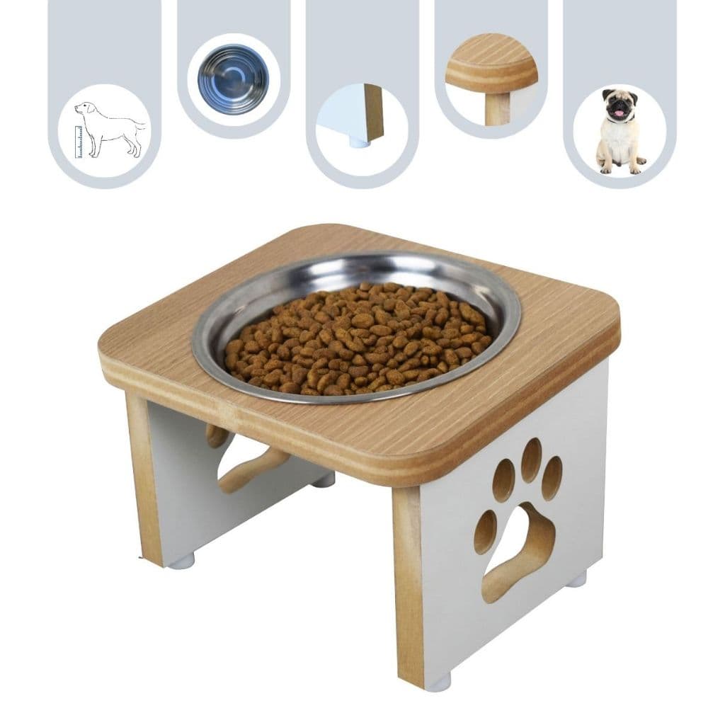 Comedouro Cachorro Elevado Ergonômico Pet MDF Linha Tracional Inox
