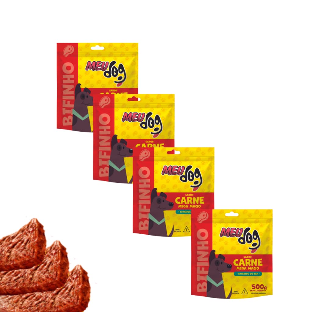 Kit 4 Bifinhos Meu Dog carne 500g Petisco premium para cachorro