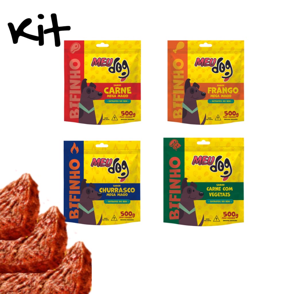 Kit 4 bifinhos Meu Dog 500g Sabores Sortidos