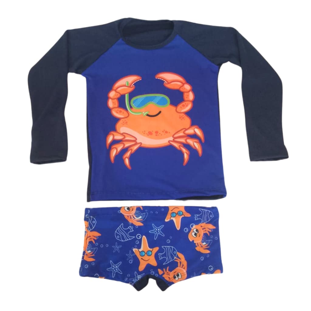 Conjunto Praia Siri Camiseta UV e Sunga infantil Criança Verão