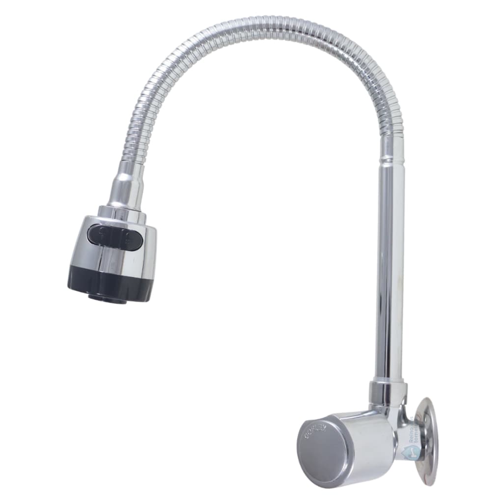 Torneira Gourmet Metal Inox Pia Cozinha Parede Luxo C39 1/4v FP Inox Flexível Arejador Dupla Função