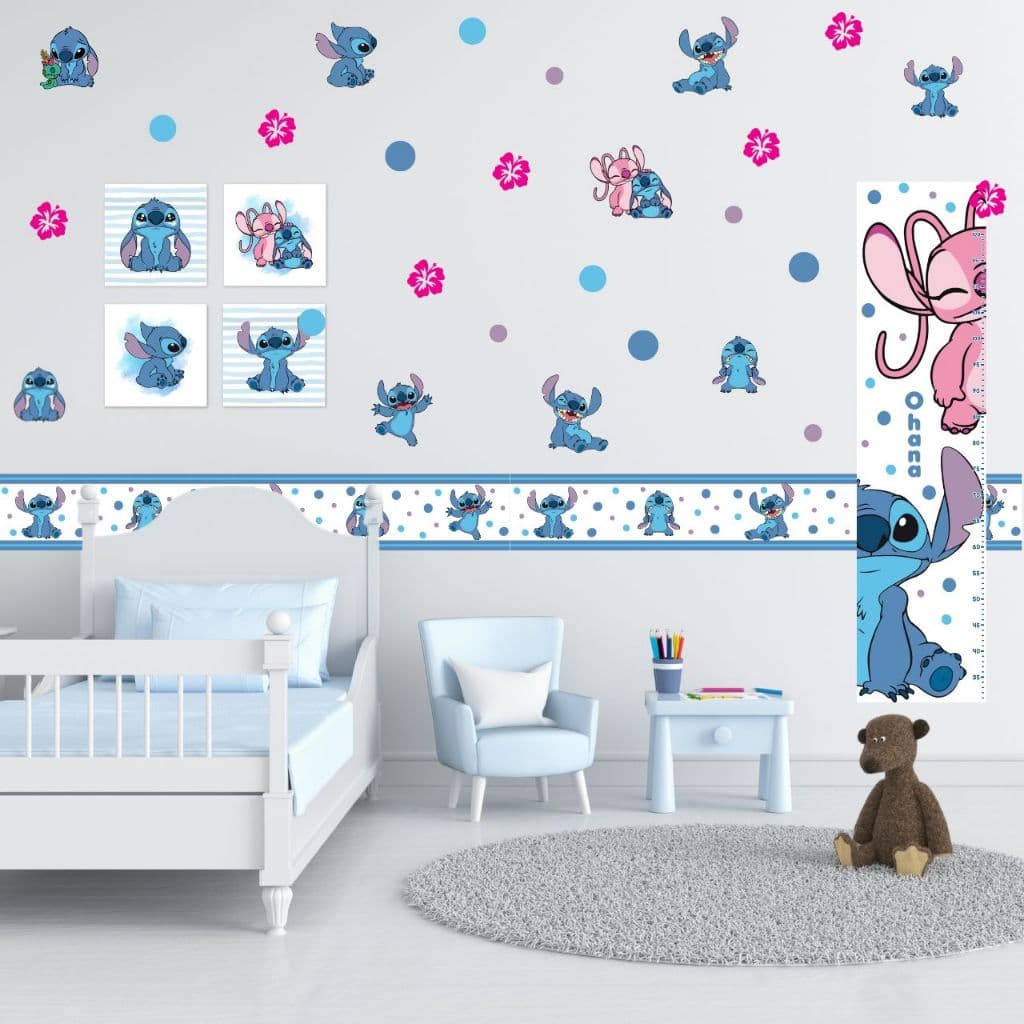Decoração de Parede Quarto Infantil Papel de Parede Adesivo de Parede Stitch Stit Lilo
