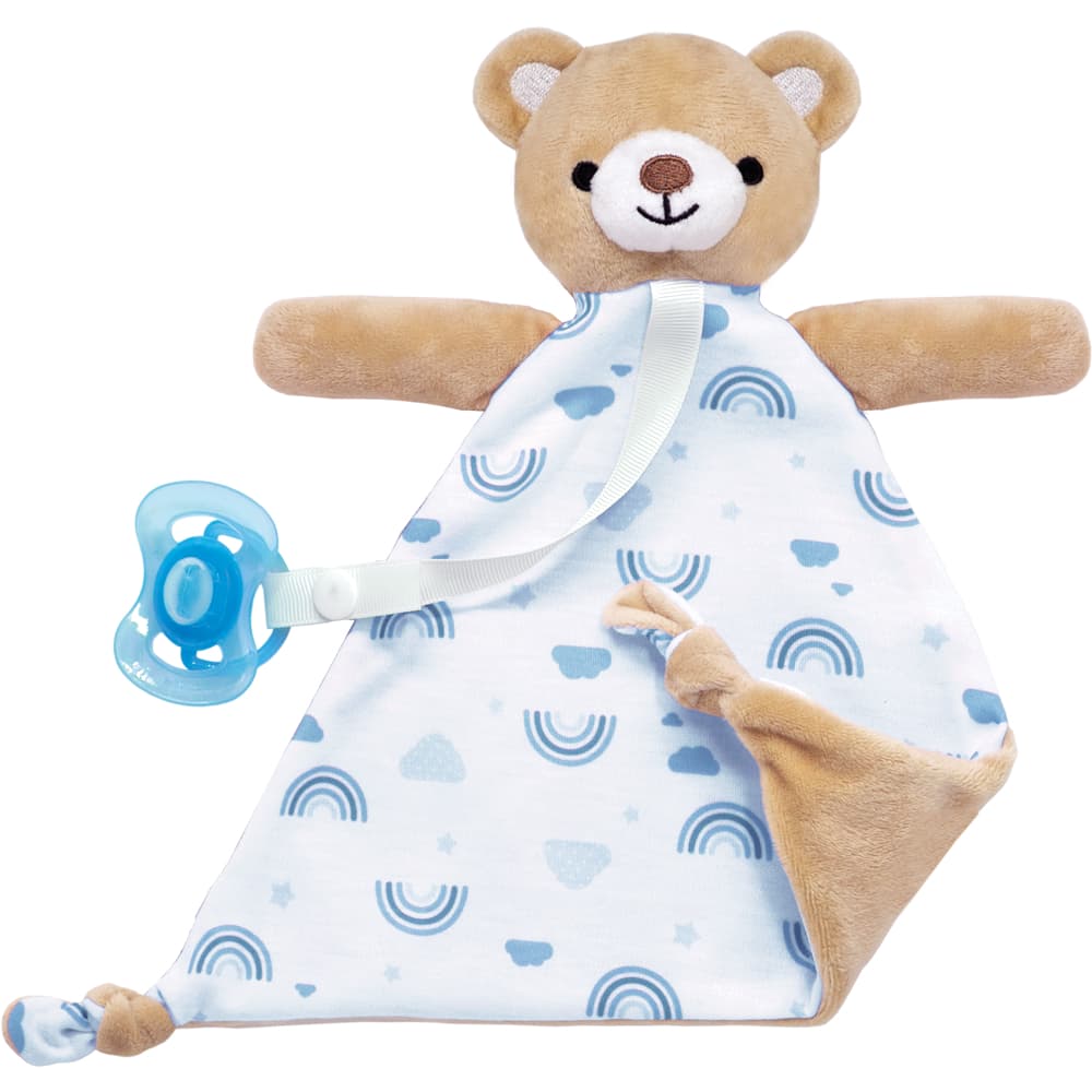 Naninha Com Prendedor De Chupeta Antialérgica Ursinho Azul 14563 Panda Buba