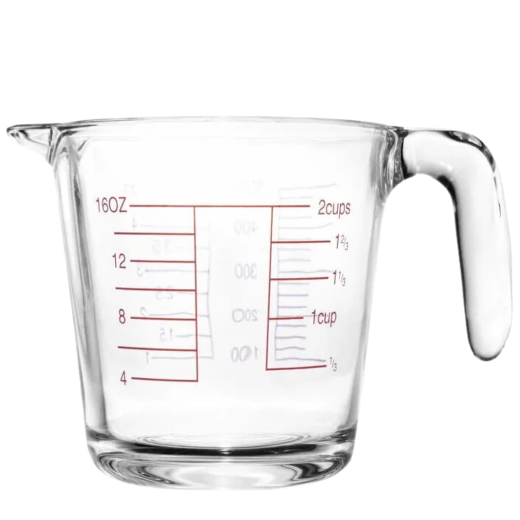 Jarra Medidora Vidro 500ml Cozinha Praticidade Transparente Graduada Com Alça Culinária Confeitaria