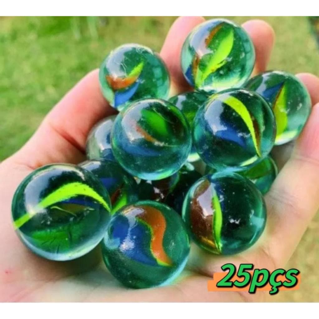 Bolinha de Gude Vidro Colorido com 25 Unidades..s