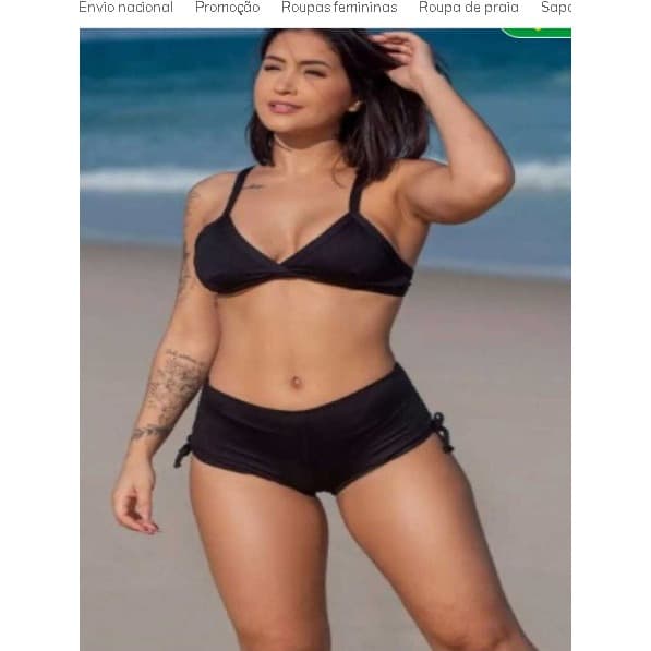 Sukini biquini duas peças shortinho top com bojo preto