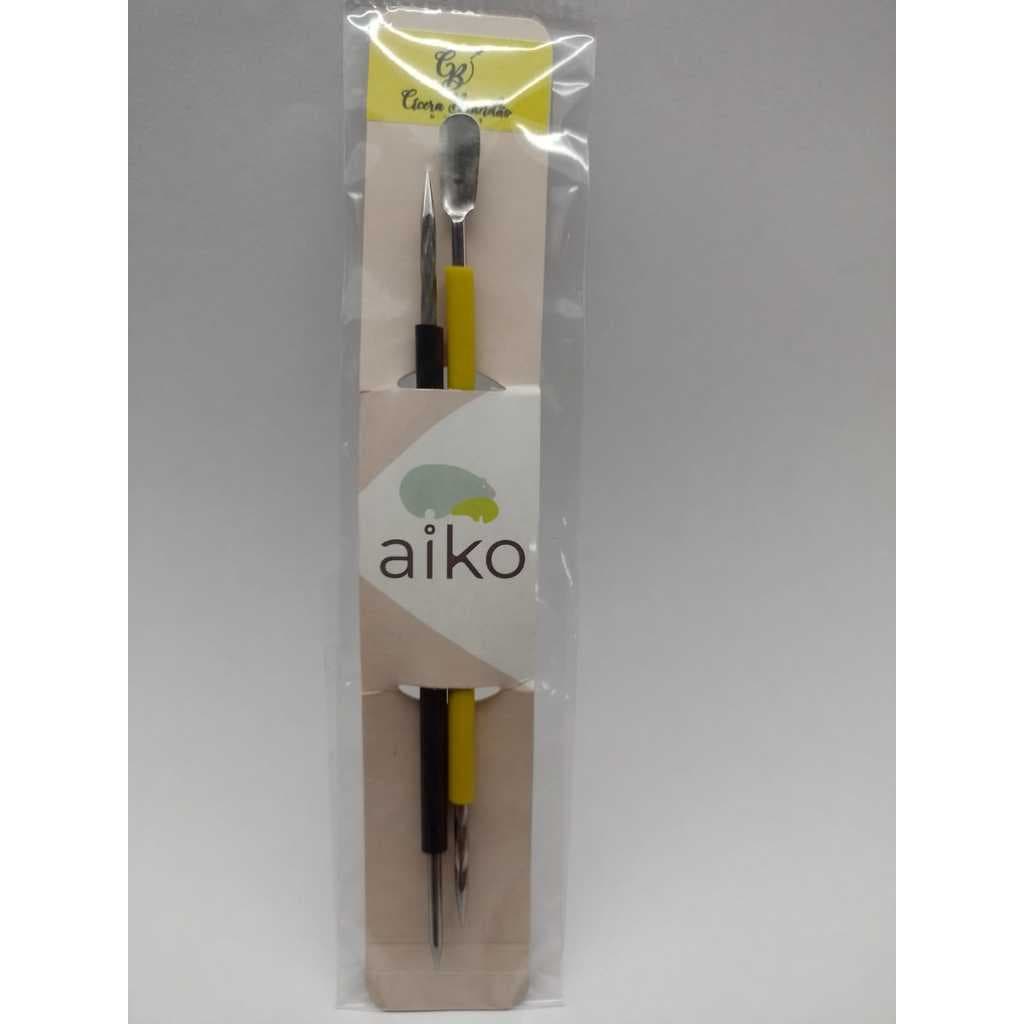 Cicera Brandão Aiko 2 instrumentos Inox Manicure Pedicure - Espátula Abaulada, Palito, Bastão