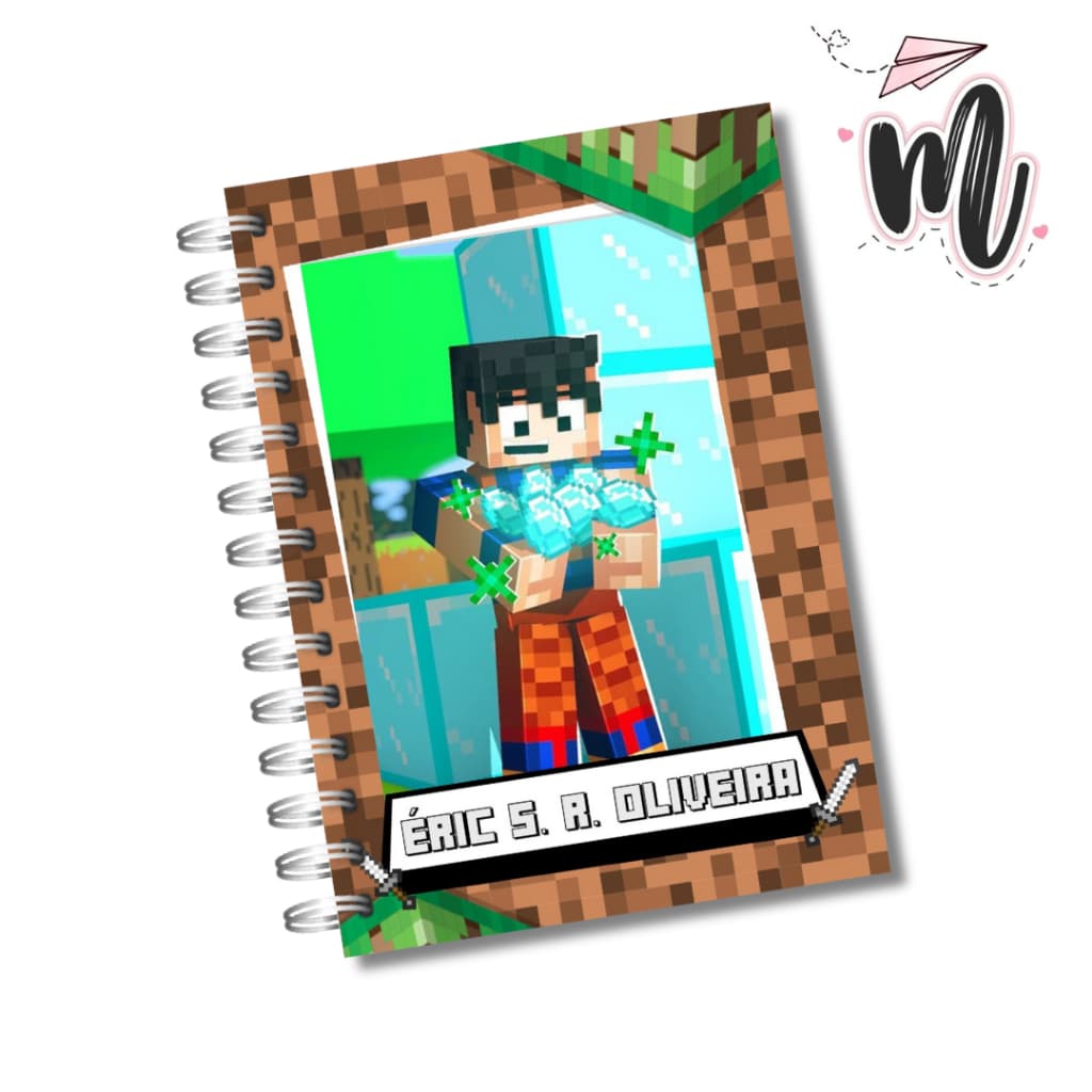 Caderno Personalizado Minecraft - Grande e Pequeno 96 folhas